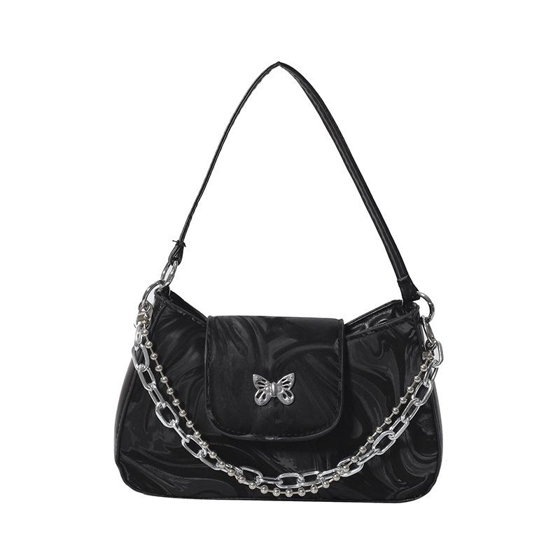 

Модная женская сумка 2024 года, лето, новая корейская версия персонализированной сумки Spice Girl в стиле для поездок на работу, универсальной сумки через подмышку с цепочкой чёрный