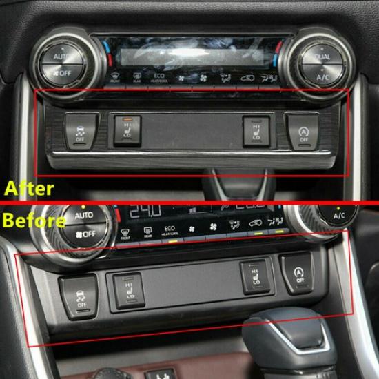Black Brushed Seat Heating Switch Button Cover Trim For Toyota RAV4 2019-2024