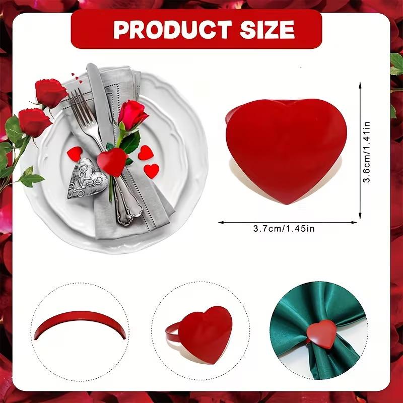 4Pcs Valentine'S Day Love Napkin Circle Dining Table Heart Shaped Tissue Buckle Wine Bouquet Ring Party Decoration Ornament