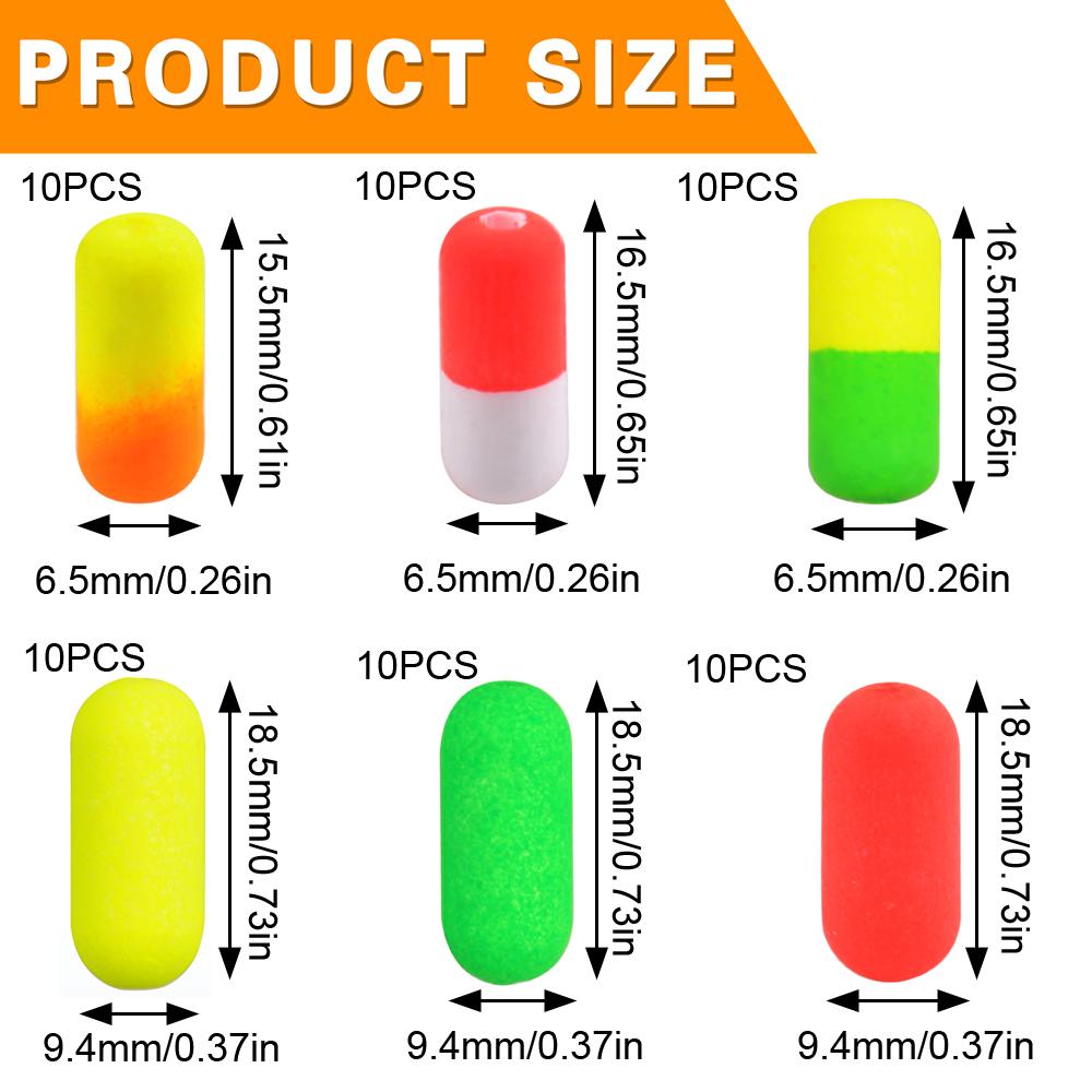 10Pcs Foam Fishing Float Fly Fishing Buoys Pompano Rig Floats Bobbers For Trout Catfish Walleye Fishing Tackle Accessories