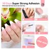 Saviland Nail Everlasting Gel Nail Pink Medium Coffin Nail Full Soft Gel Fake Solid Nail Glue UV Nail French Tip Home DIY 256-Piece Press-On Kit