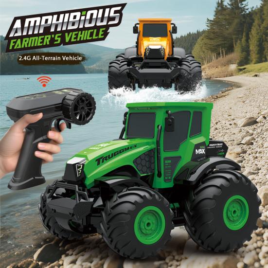 Remote Control Amphibious Off-road Car 4WD Kids Electric 2.4GHz RC Stunt Truck Rechargeable Toddlers All-terrain Crawler Vehicle Toy