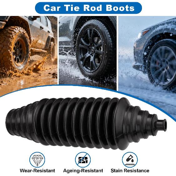 Toolwiz Inner Tie Rod Boot Kit, 2PCS Universal Adjustable Car Tie Rod Boot With Bellow Cable Ties And Clamps, Dustproof Silicone Rack And Pinion Boot