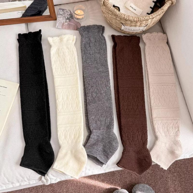 Foot Sock Pile Socks with Matching Boots, Long Stockings, Retro Openwork Lace Stockings, Calf Socks, Children's Woolen Socks