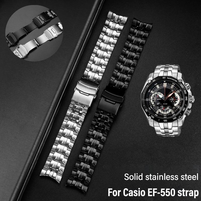 22mm nerezový řemínek Pro Casio EF-550 Řada EDIFICE EF-550D/PB EF-523 5147 Vodotěsný silikonový gumový řemínek na hodinky Náramek