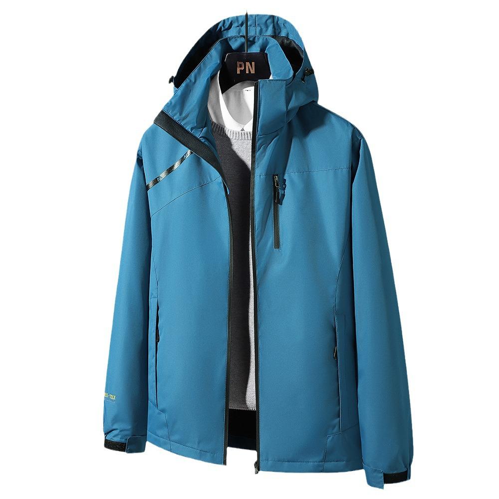Men's Waterproof Windbreaker Jacket - Spring/Autumn, Breathable, Plus Size, Hooded, for Casual Camping and Mountaineering