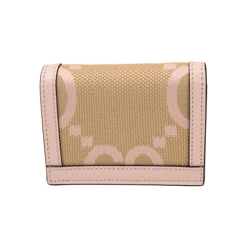 Gucci Portafoglio Mini Ophidia in Tela GG Beige Pelle Rosa Hardware Doppio G Dorato Porta Carte da Donna per il Pendolarismo Quotidiano 523155-UKMBG-9550