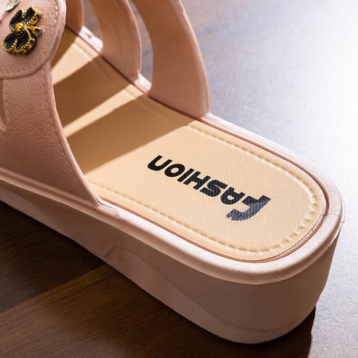 Order Two Size Up Slippers for Women Fish Mouth High Heel Wedge Slippers Summer Shoes Non-slip Thick-soled Slippers Comfortable Casual Flip Flops