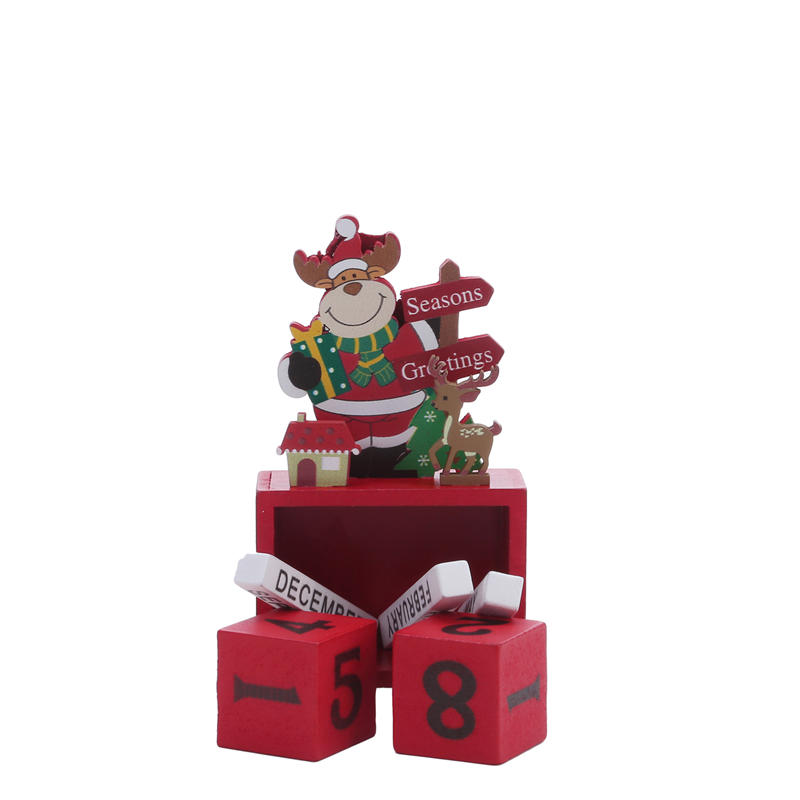 Creative Wood Desktop Calendar Ornament Perpetual Calendar Blocks Present for Christmas Decor