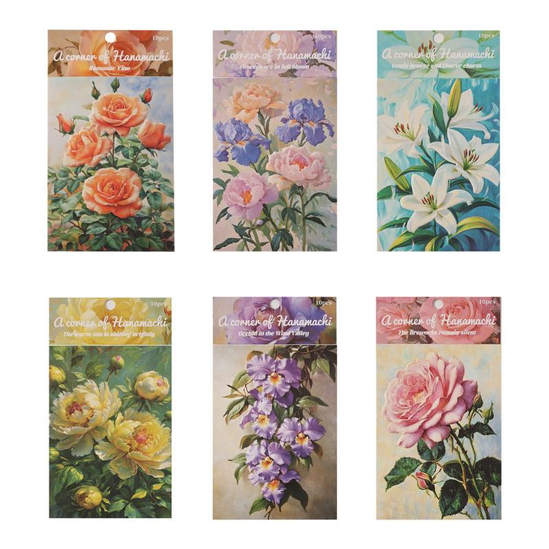10Pcs Beautiful Flower Letterpress Embossed Background Paper Vintage Decor Material For Scrapbook Journal DIY Craft