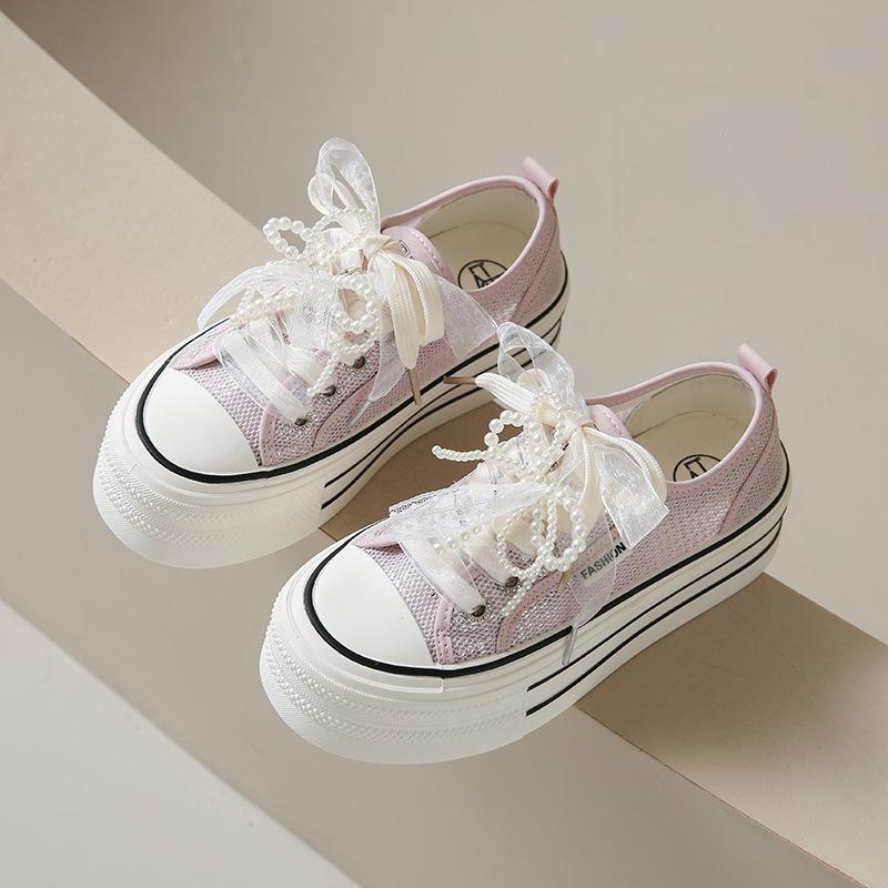 Little white shoes women's 2025 summer new breathable student Korean version casual shoes platform mesh trendy fashion single shoes women