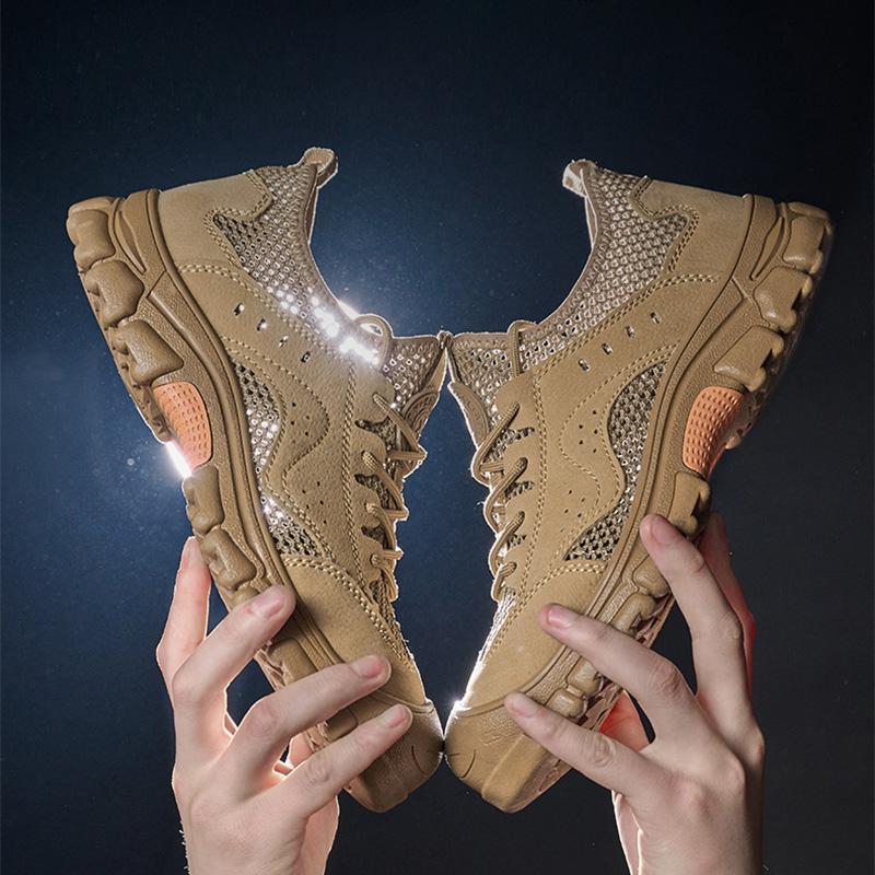 Oulylan Men Anti-Puncture Anti-Smash Labor Boots High-Quality Steel Toe Work Footwear Summer Breathable Anti-Slip Safety Shoes