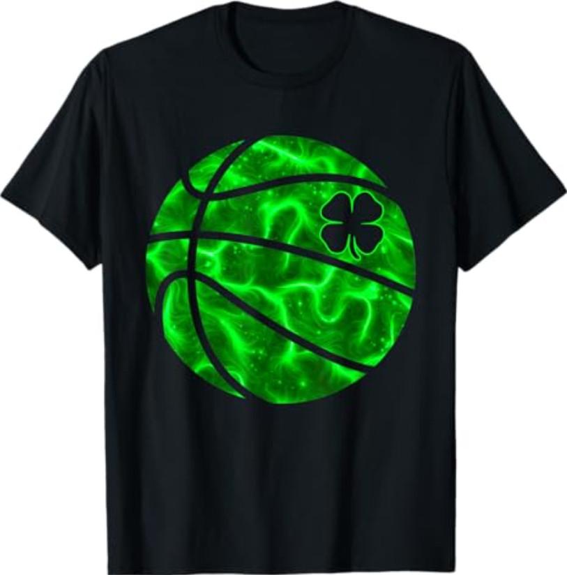 Basketball Shamrock Lucky Clover Irish St Patrick s Day T-Shirt S