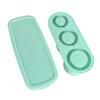 Silicone Ice Cube Tray Easy Release Ice Cubes Maker with Spill Resistant Removable Lid Bin for Cocktail Tea Coffee Cyan