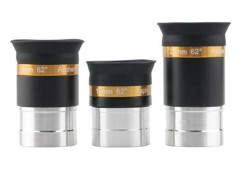 1.25-Inch HD Aspheric Wide-Angle Eyepiece (4-10-23mm, 62°) for Astronomical Telescopes