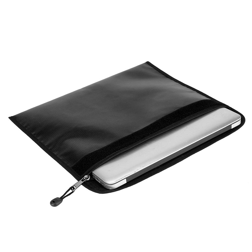 Black Fireproof Document Bag Cross Section Passport Money Certificates Keeping for Home Use