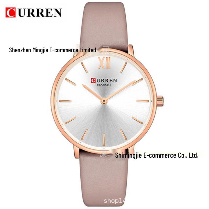 CURREN 9040 Women's Ultra-thin Waterproof Leather Strap Quartz Watch