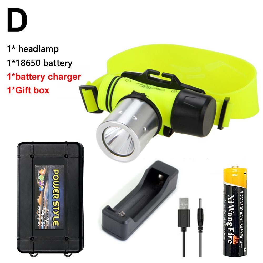 Super Bright Diving Swimming Lamp T6 LED Underwater Waterproof 60m Diving Headlamp Headlight Dive Flashlight Head Light Torch
