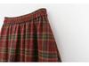 Women's Retro Plaid Wool Blend Midi Skirt - High Waist A-line with Double Pockets for Autumn/Winter