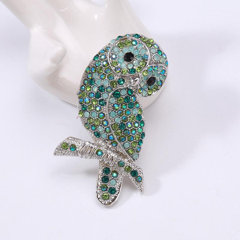

Брошь в виде совы с бриллиантами, универсальная мода, мужской и женский блейзер, аксессуары со стразами зелёный