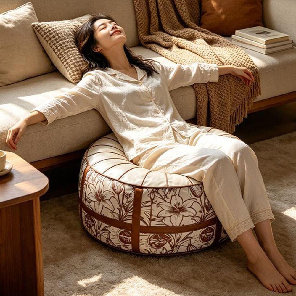 Fillable Design Ottoman Pouf Boho Pattern Storage Ottoman New Footstool Cover  Home Use