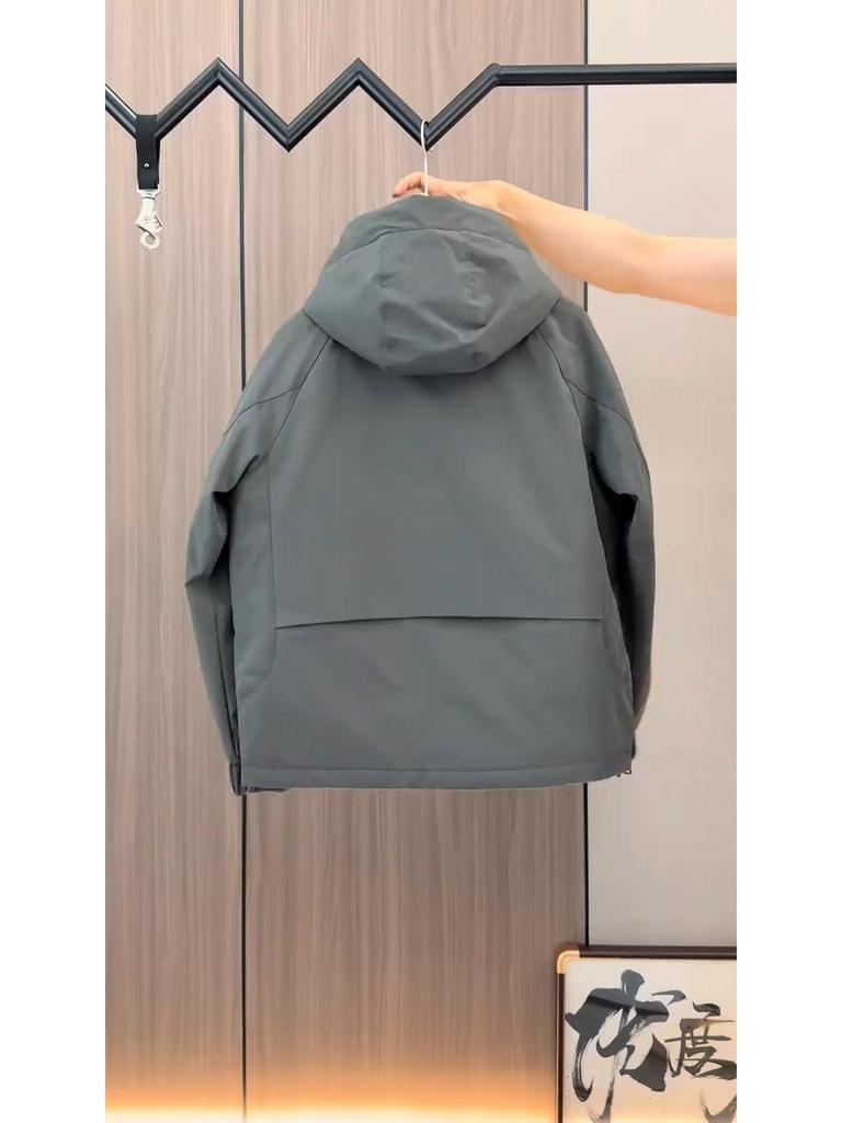 Men's Hooded Cotton Workwear Windbreaker - Stylish, Casual, Versatile, and Thickened for Autumn and Winter