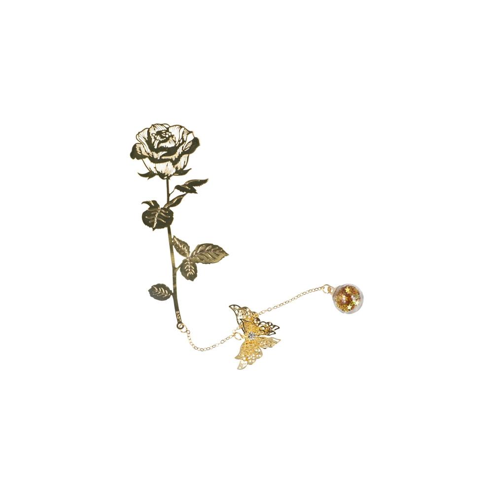 1 Set With Gift Box Golden Rose Bookmarks Classic Style Metal Bookmark   Student