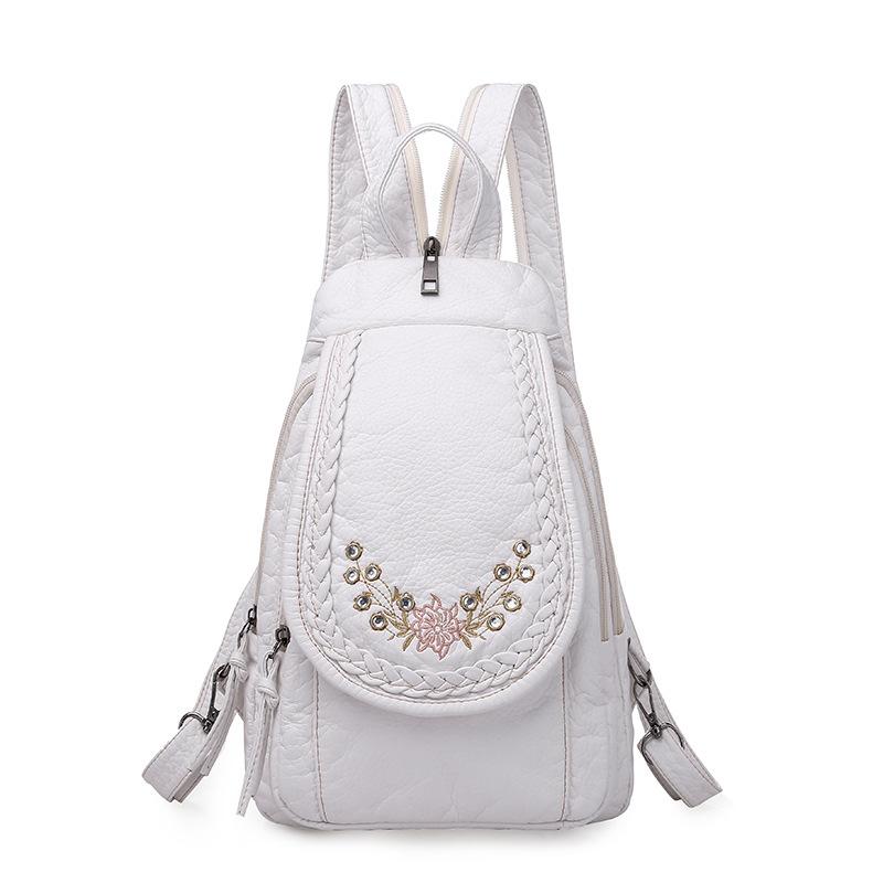 Damen Rucksack Multifunktionale Brusttasche Umhängetasche Gewaschenes Weiches Leder Rucksack