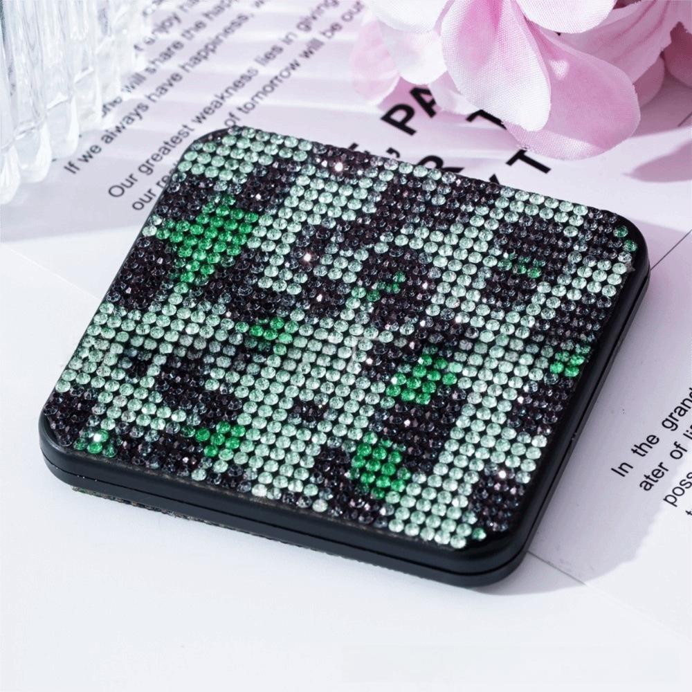 Lightweight Pocket Mirror Rhinestone Decor Rhinestone Mirror Foldable Mirror  Daily Makeup