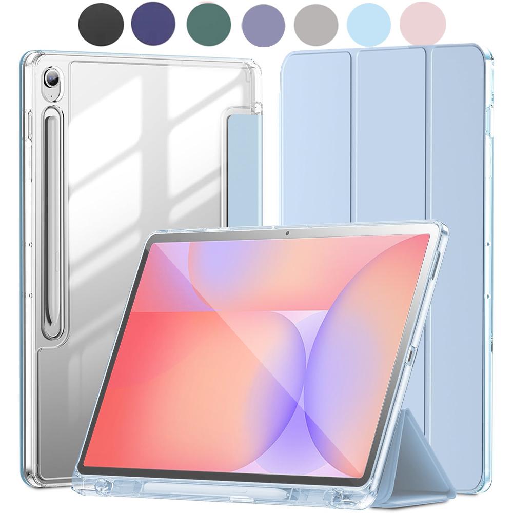 case For Samsung galaxy Tab S10 Lite SM-X400/X406B/S10 FE/S10/S9 FE/S9, Crystal Clear Case with Pencil Slot, Auto Sleep Wake