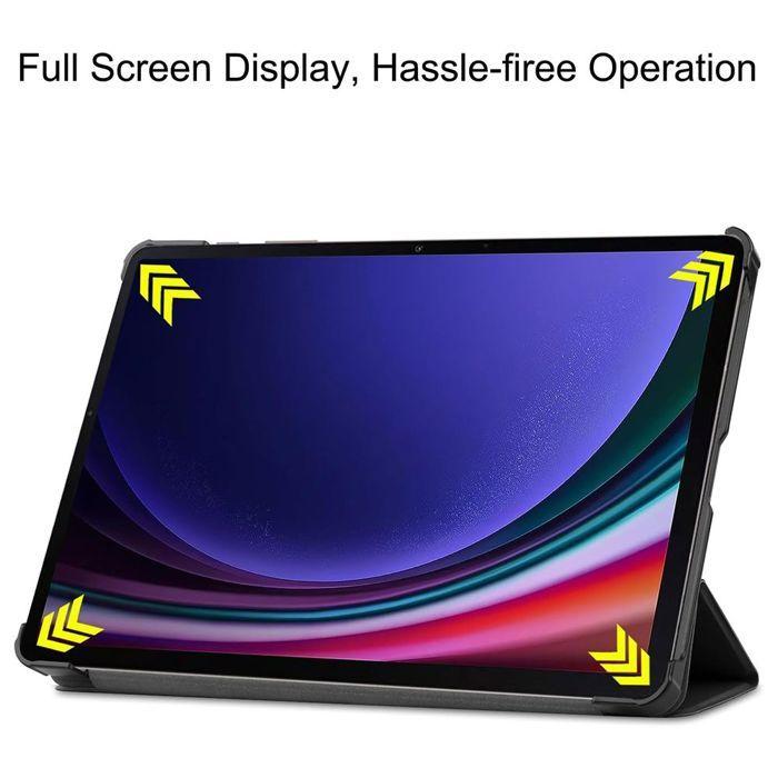 Coque + Verre Trempé -E.F.CONNECTION - pour Samsung Galaxy Tab S9 - Protection Slim - Fonction Support - Noir