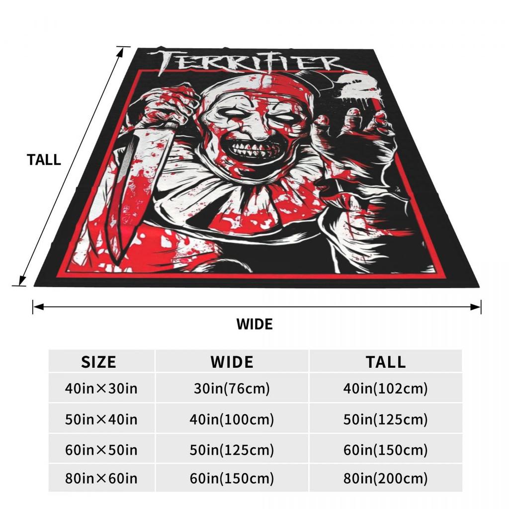 Terrifier 2 Movie Art The Clown Blanket Coral Fleece Plush Decoration Breathable Throw Blanket for Bedding Plush Thin Quilt