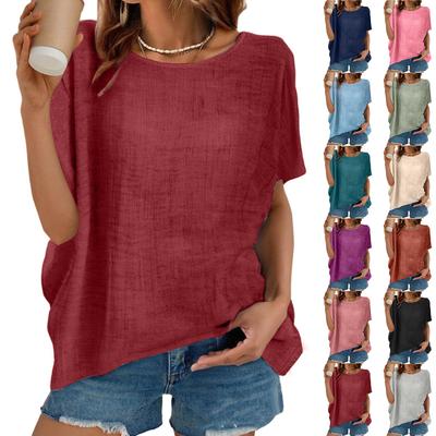Women's Fashion Short Sleeve Casual  Literary Retro T-Shirt Top