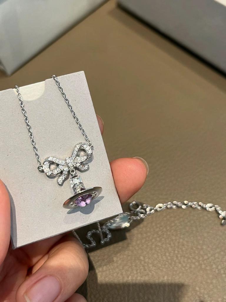 Saturn Pearl Necklace With Cz Microinlay Ushaped Pendant For Elegant Women