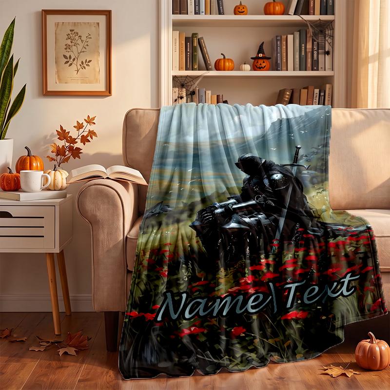 Medieval Knight Custom Flannel Blankets Soft Warm Cozy Throws for Home Decor Holiday Gifts