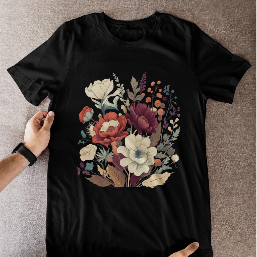 Women's Floral Sweatshirt Crewneck Brown Floral Bouquet Graphic Tee