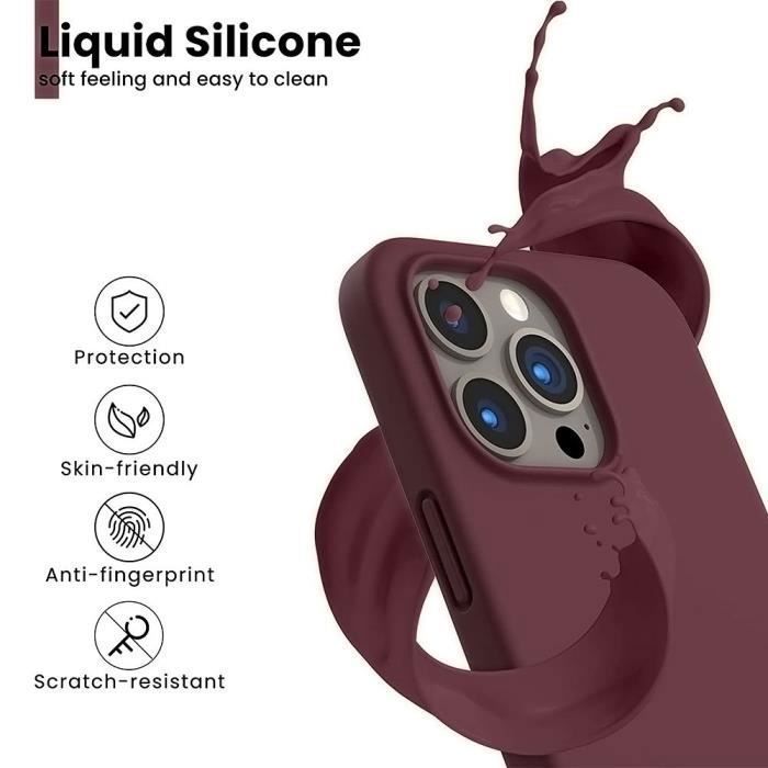 Coque de protection - booling - iphone 16 pro - silicone liquide - slim - 2 verres trempés