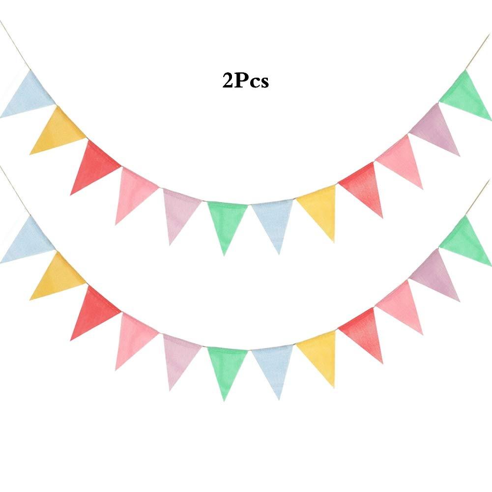 4m Colorful Jute Linen Pennant Flags Banner Birthday Wedding Christmas Party Decorations Bunting Banners Hanging for Home Decor