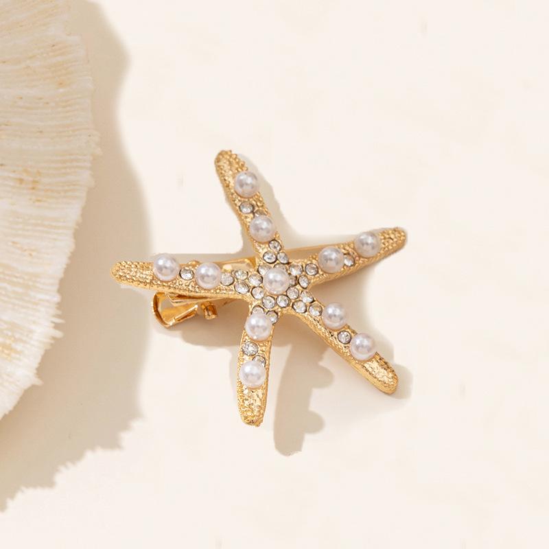 Korean Style Starfish Pearl Rhinestone Hair Clip - Women's Updo Hair Accessory for Fashionable Looks