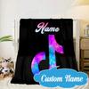 Custom Name Music Tik Celebration Blanket bed sofa Blanket Flannel Blanket for Camping, Hiking, Picnic Essentials,gift for Fan family