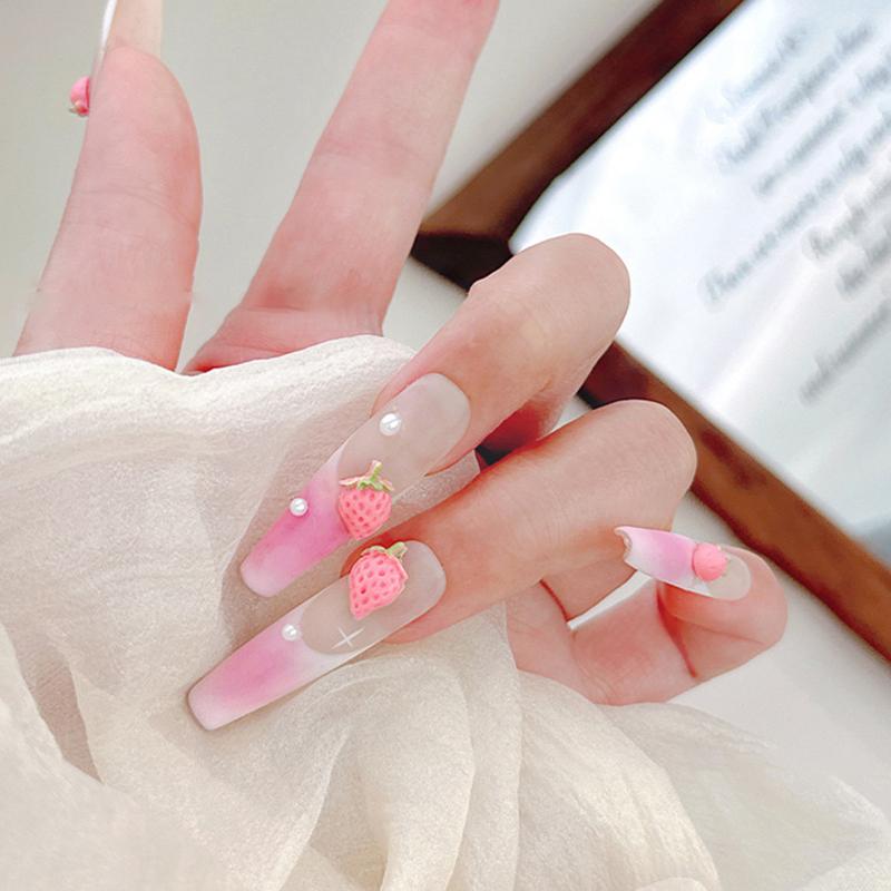50Pcs Sweet Strawberry Nail Charms 3D Resin Cartoon Fruits Nail Rhinestones Decorations Parts Diy Summer Nail Art Accessories