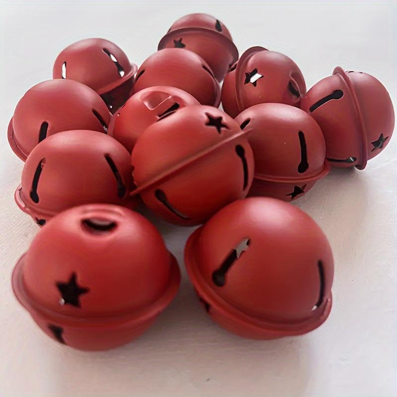 24pcs Vintage Red Christmas Bells, 3.99cm Metal with Star Cutouts Ideal for Tree, Party  Home Decor