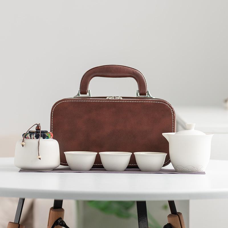 Business Gifts Travel Tea Set Kuaike Cup One Pot Three Cups Portable Cover Bowl Small Set Outdoor High-end Kung Fu Set