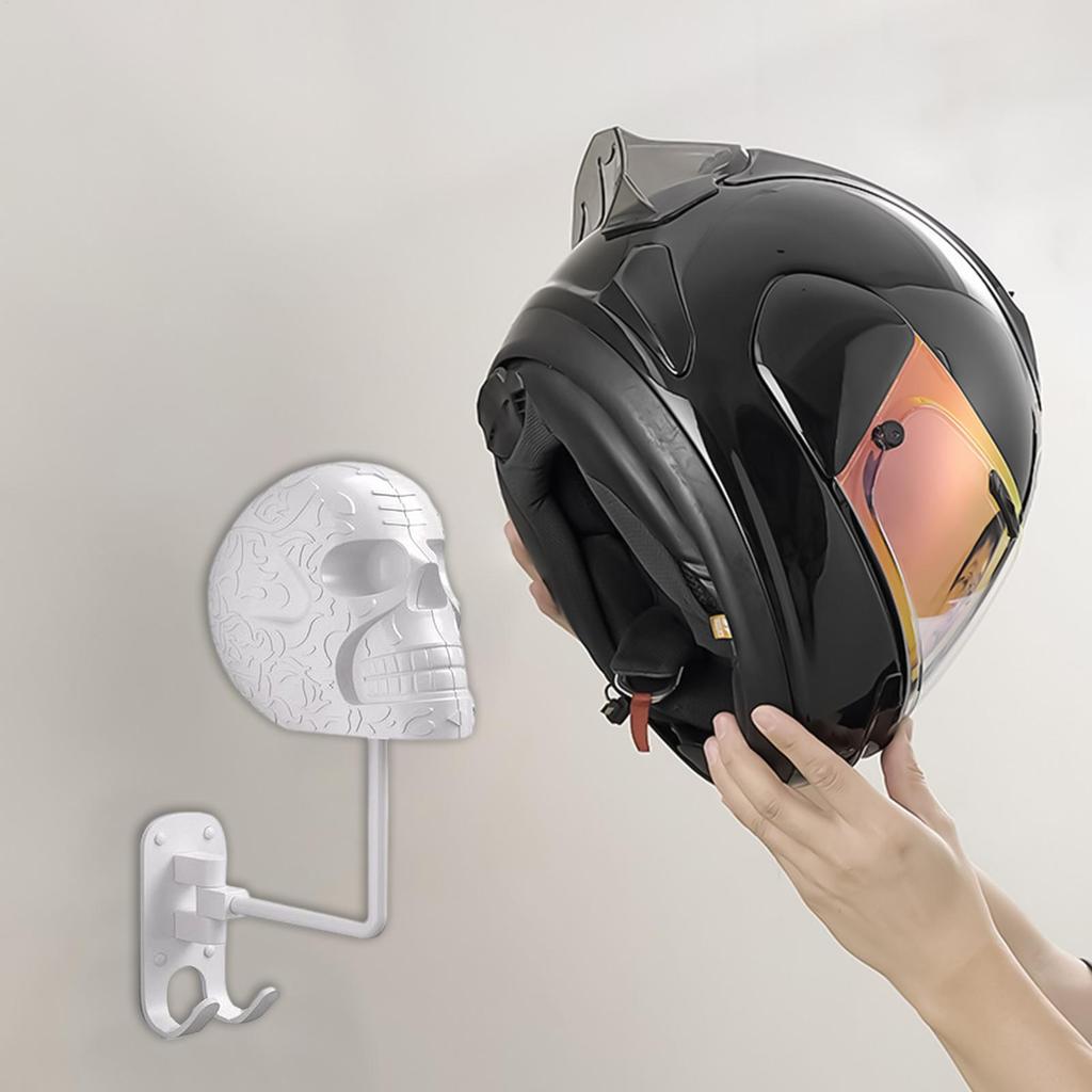 Motorcycle Helmet Holder Gothic Skull Hat Organizer Wall Mount Clothes Helmet Holder For Men Women Bedroom Garage Living Room