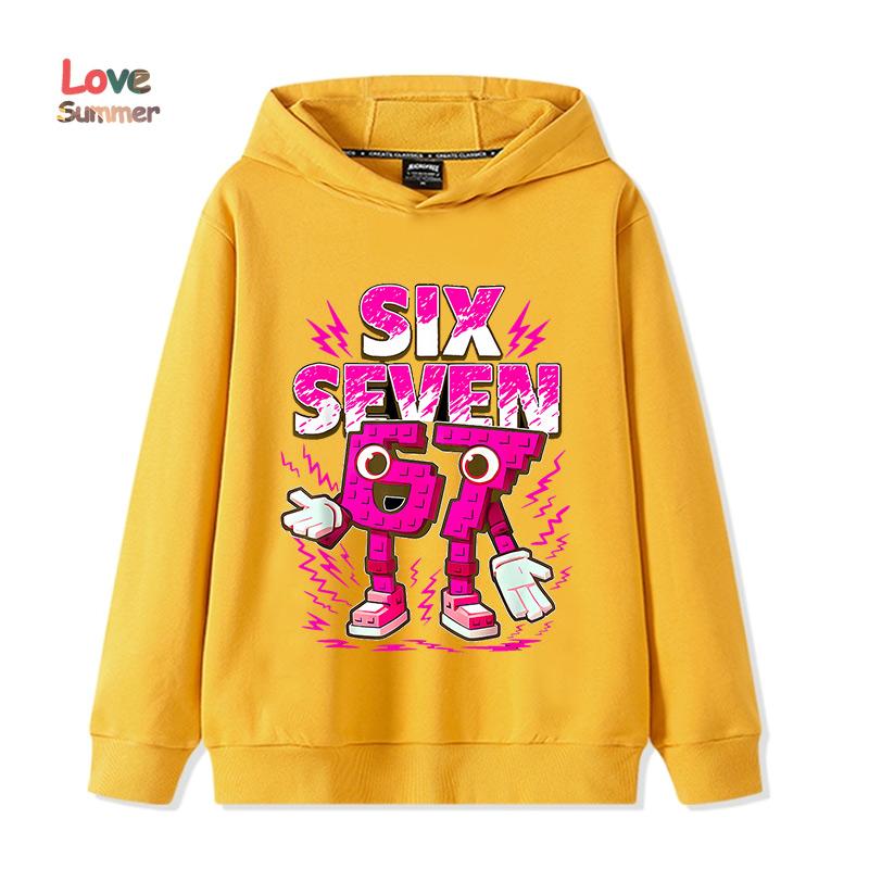 67 Six Seven Italienischer Hirnfraß Hoodie Lustiger Grafik-Pullover Mädchen Jungen Fleece Warm Kinder Herbst-Hoodie Lässiges Unisex Sweatshirt