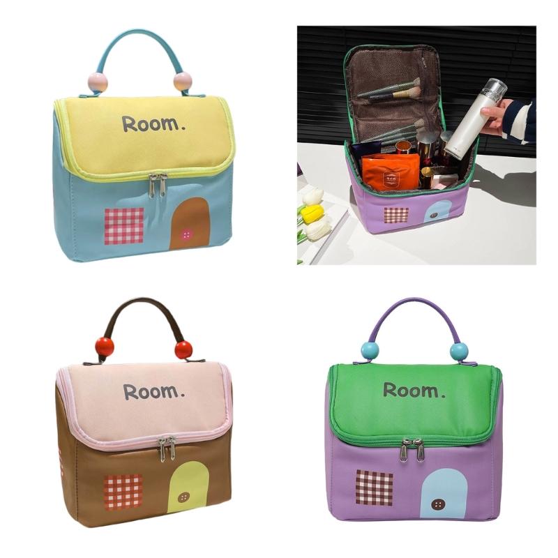 Sturdy Polyester Makeup Bag for Women Multiple Compartment Cosmetic Organizers Waterproof Portable Carry Case Use