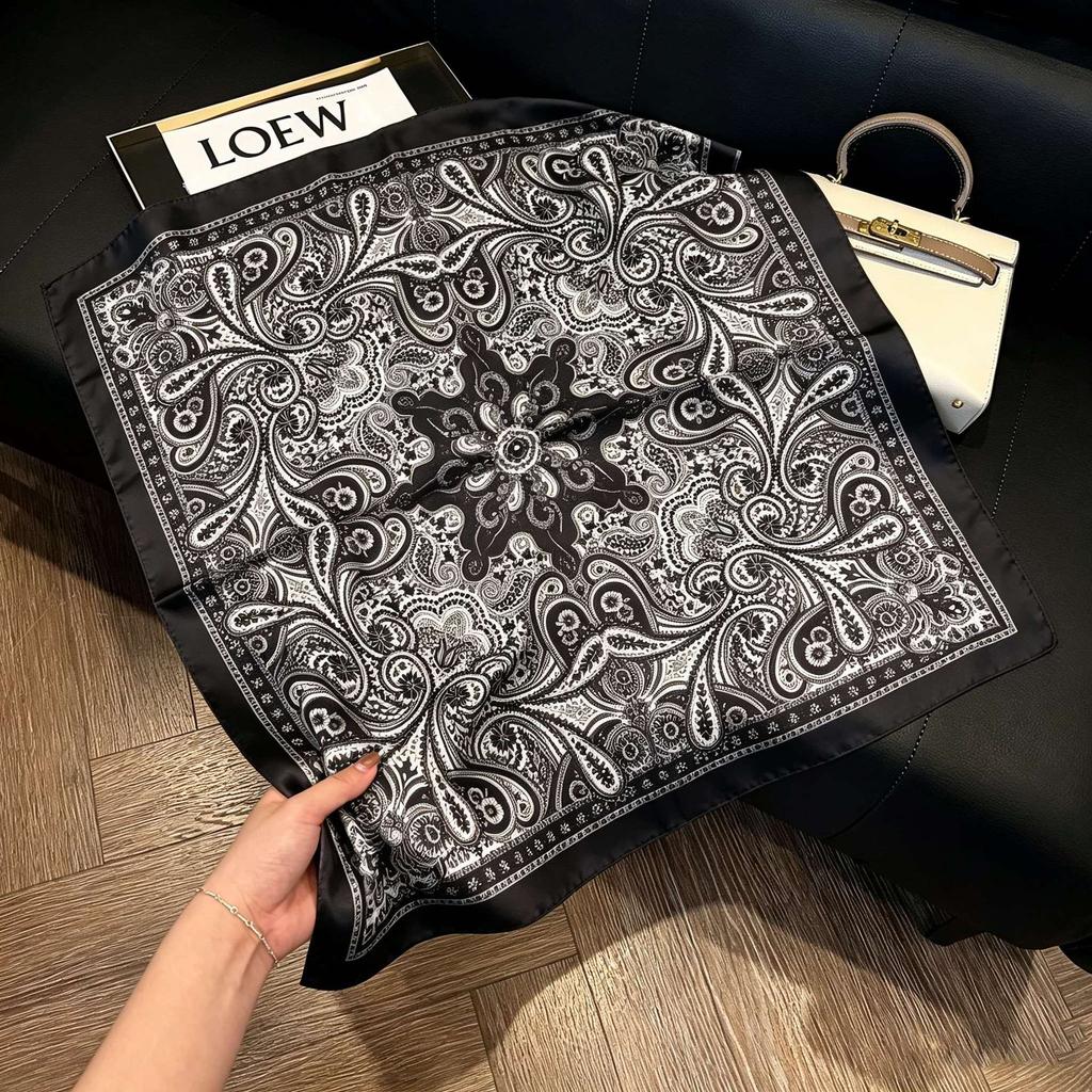 New silk satin 71 * 71 square scarf versatile foreign style simulation silk scarf middle-aged and elderly decorative scarf neck protection silk scarf