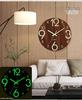 8" Silent Luminous Wall Clock, Wood Grain MDF, Fluorescent Quartz Clock