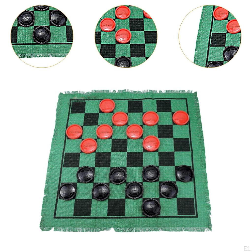 Checkers Board Game Set Draughts 3 in 1 Indoor Outdoor Yard Tic TAC Toe