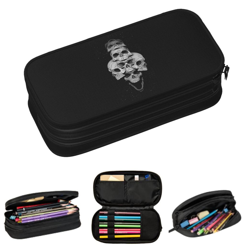 Horror Gothic Skulls Shout Pattern Pencil Cases for Students Gifts Pen Box Pencil Bag Large Capacity Pencil Pouch
